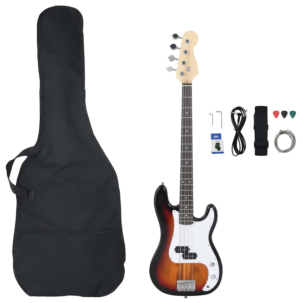 E-Bass für Anfänger mit Tasche Schwarz 4/4 46