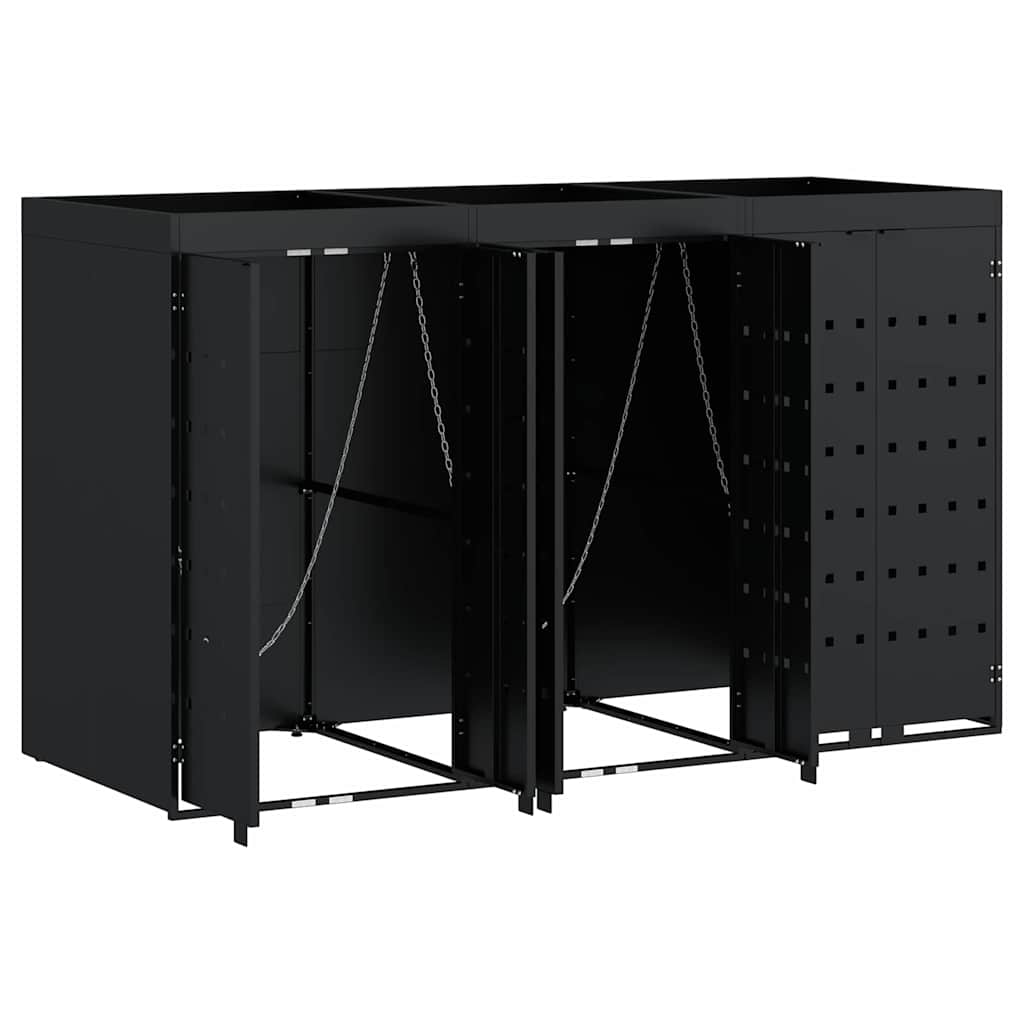 Mülltonnenbox für 2 Tonnen Schwarz 138x79x117 cm Stahl