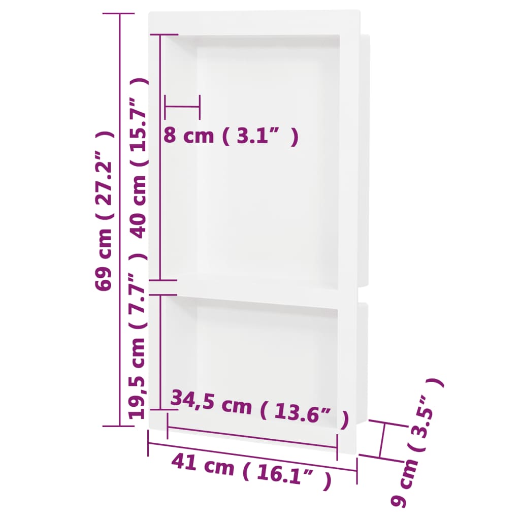 Duschnische Mattgrau 41x36x10 cm
