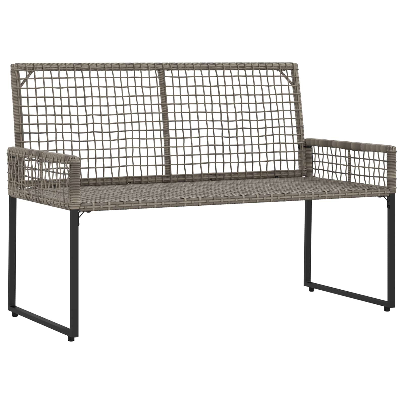Bank Outdoor mit Kissen Schwarz und Cremeweiß 118 x 55 x 82 cm
