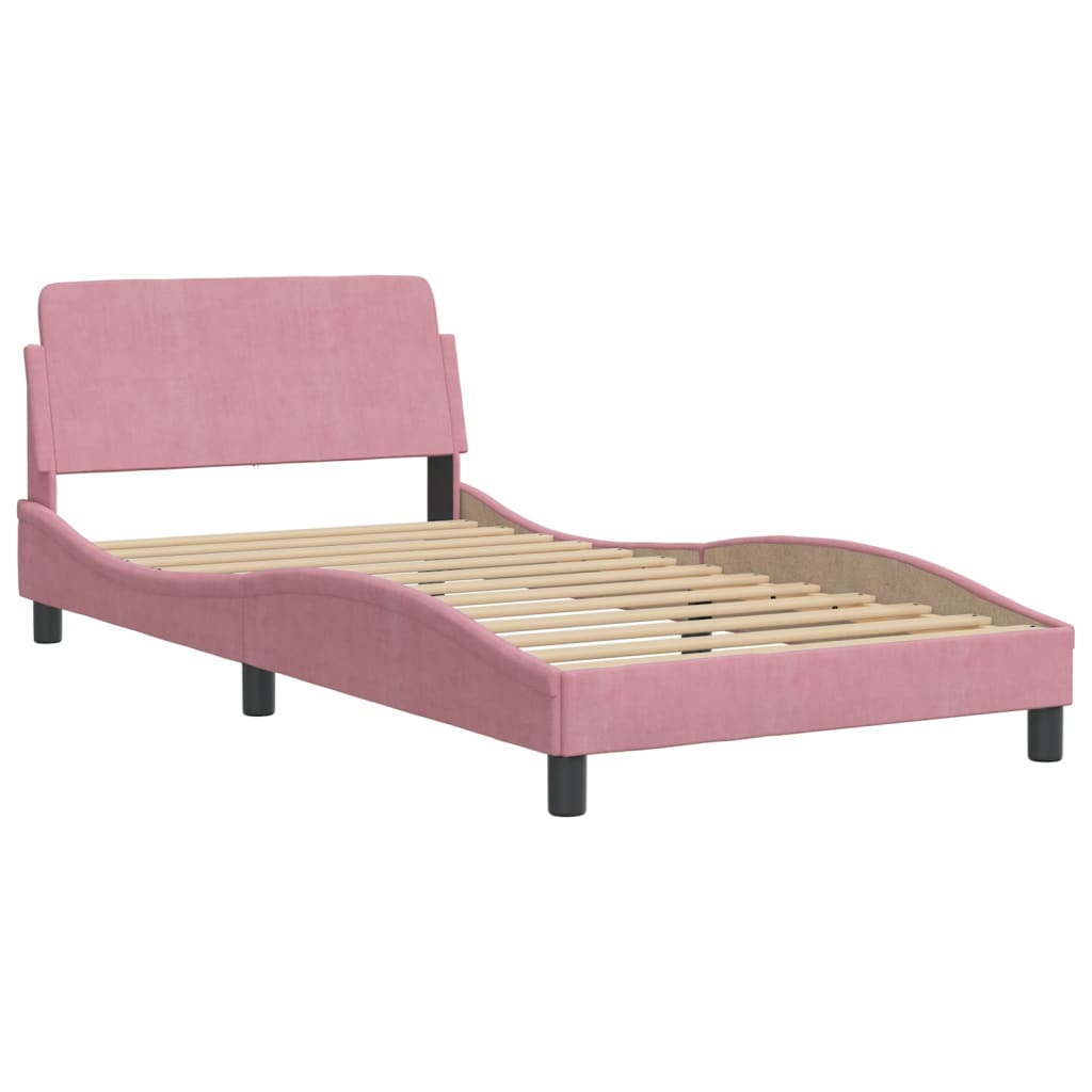 Bett mit Matratze "Hanko" Hellgrau 80x200 cm Samt