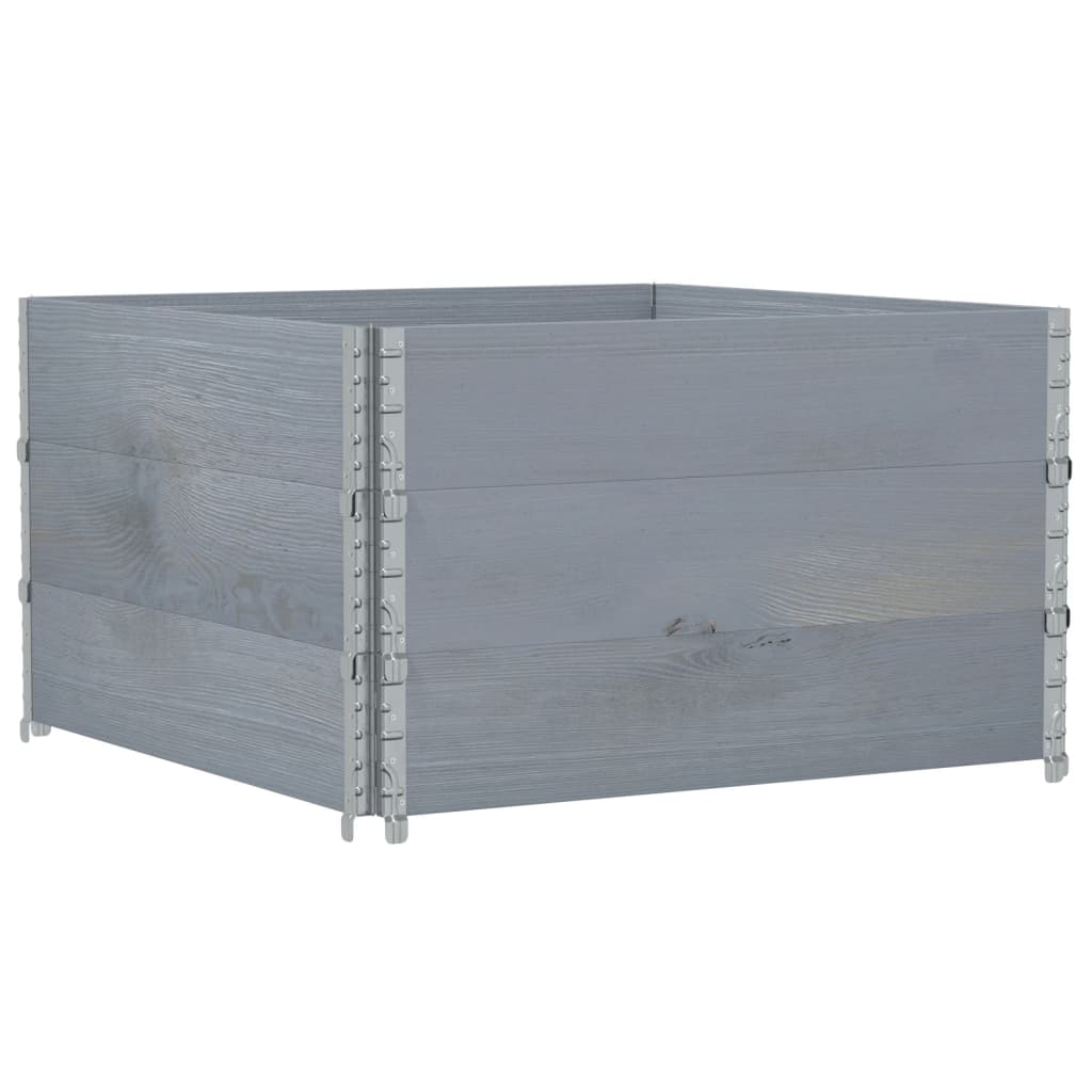 Paletten-Aufsatzrahmen Schwarz 80x60 cm Massivholz Kiefer