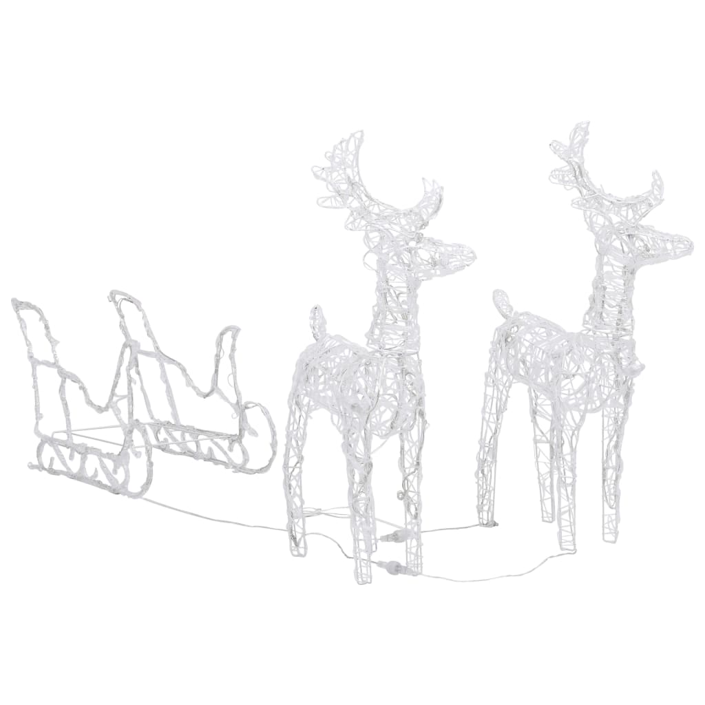 Rentiere & Schlitten Weihnachtsdekoration 160 LEDs 130 cm Acryl