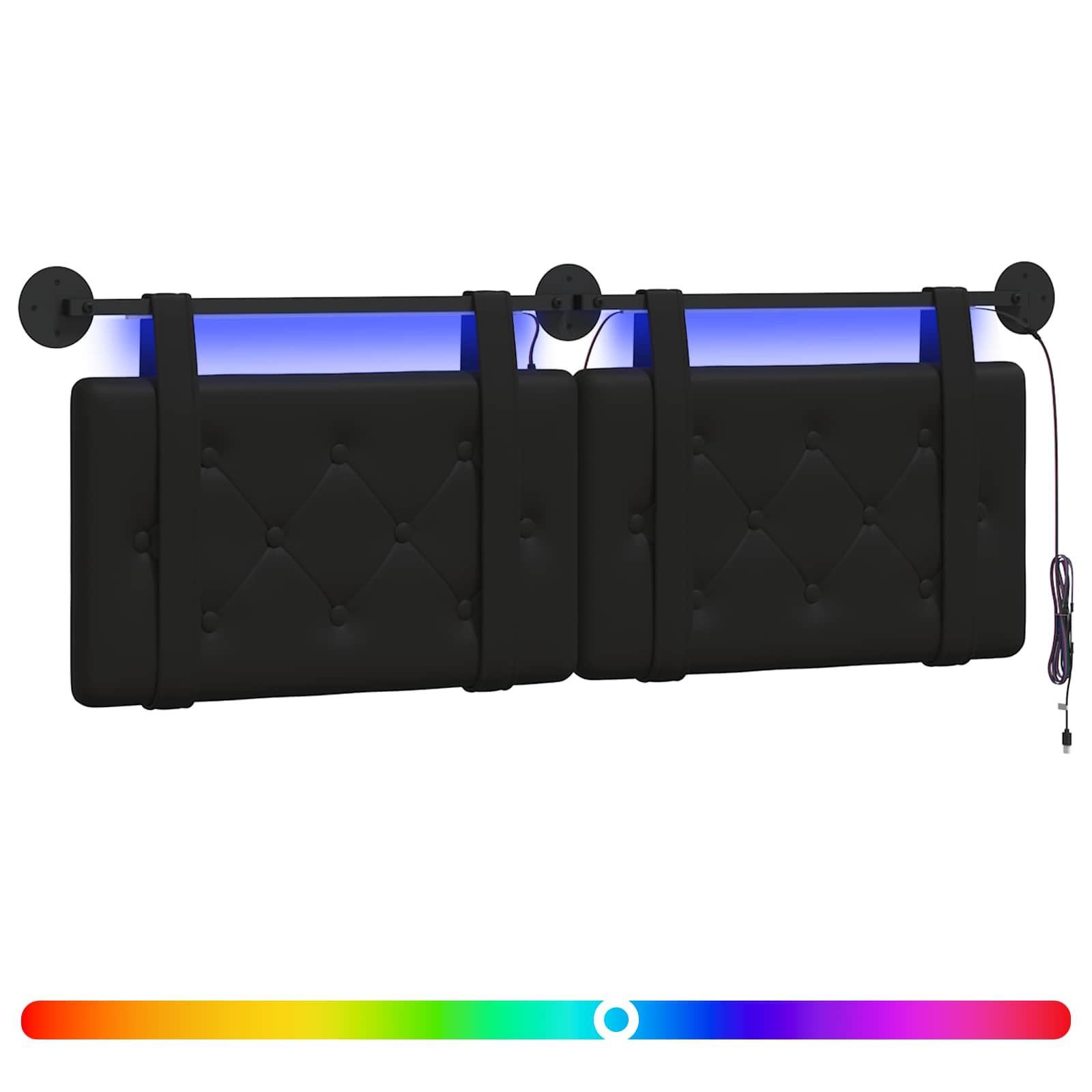 Hängendes Kopfteil Mit LED Licht Creme Kunstleder