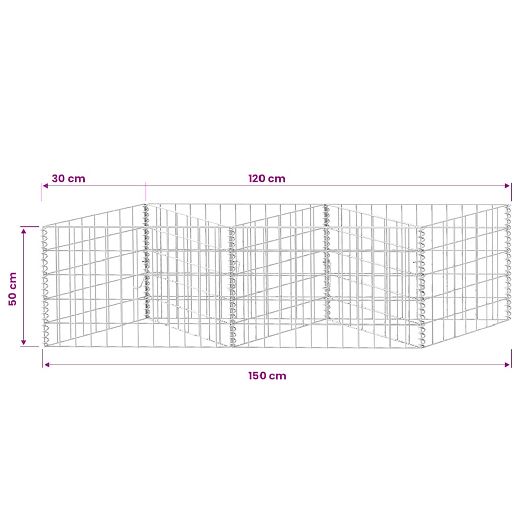 Gabionenkorb Pflanzkasten Gemüse-Hochbeet Stahl 300×30×100 cm