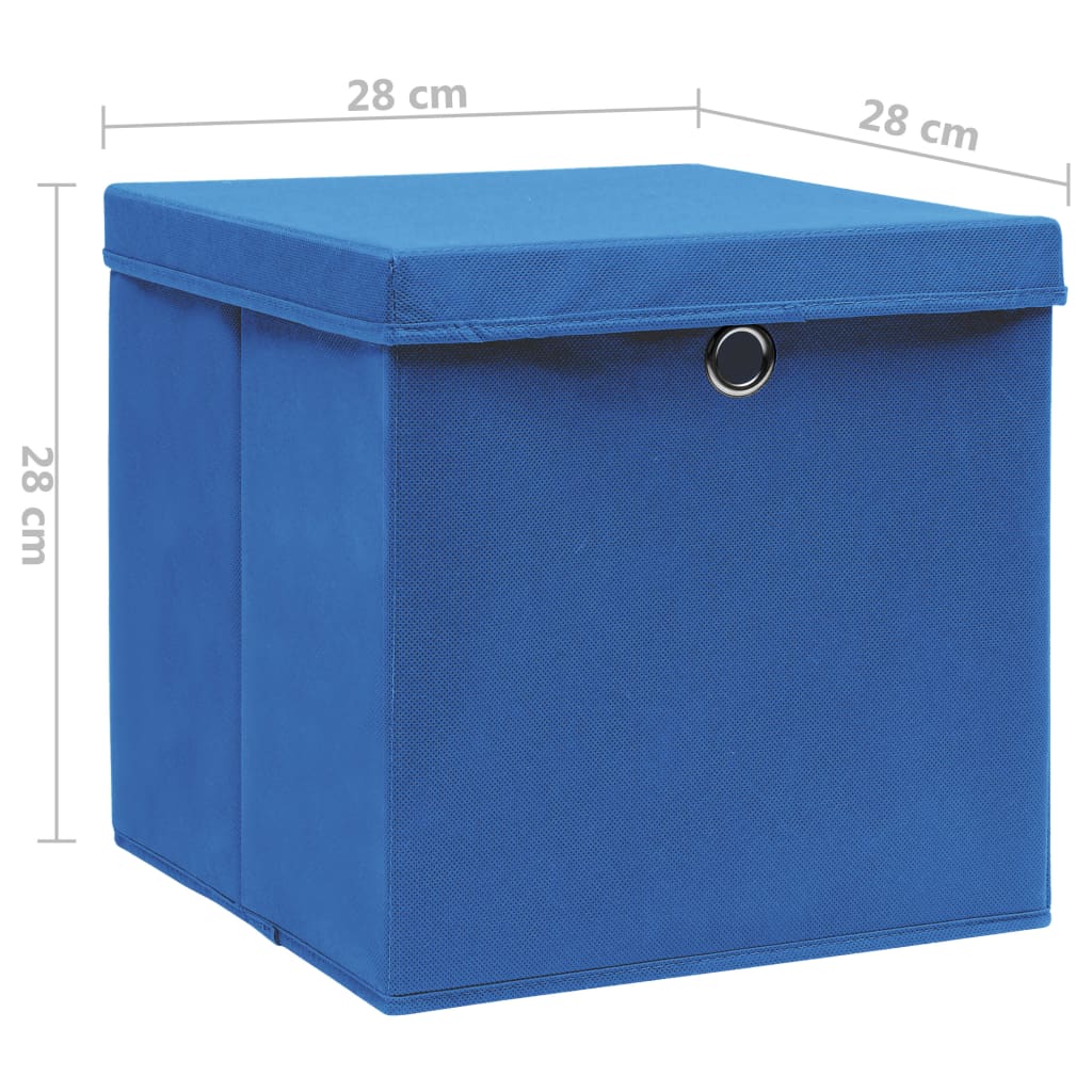 Aufbewahrungsboxen mit Deckeln 10 Stk. 28x28x28 cm Schwarz