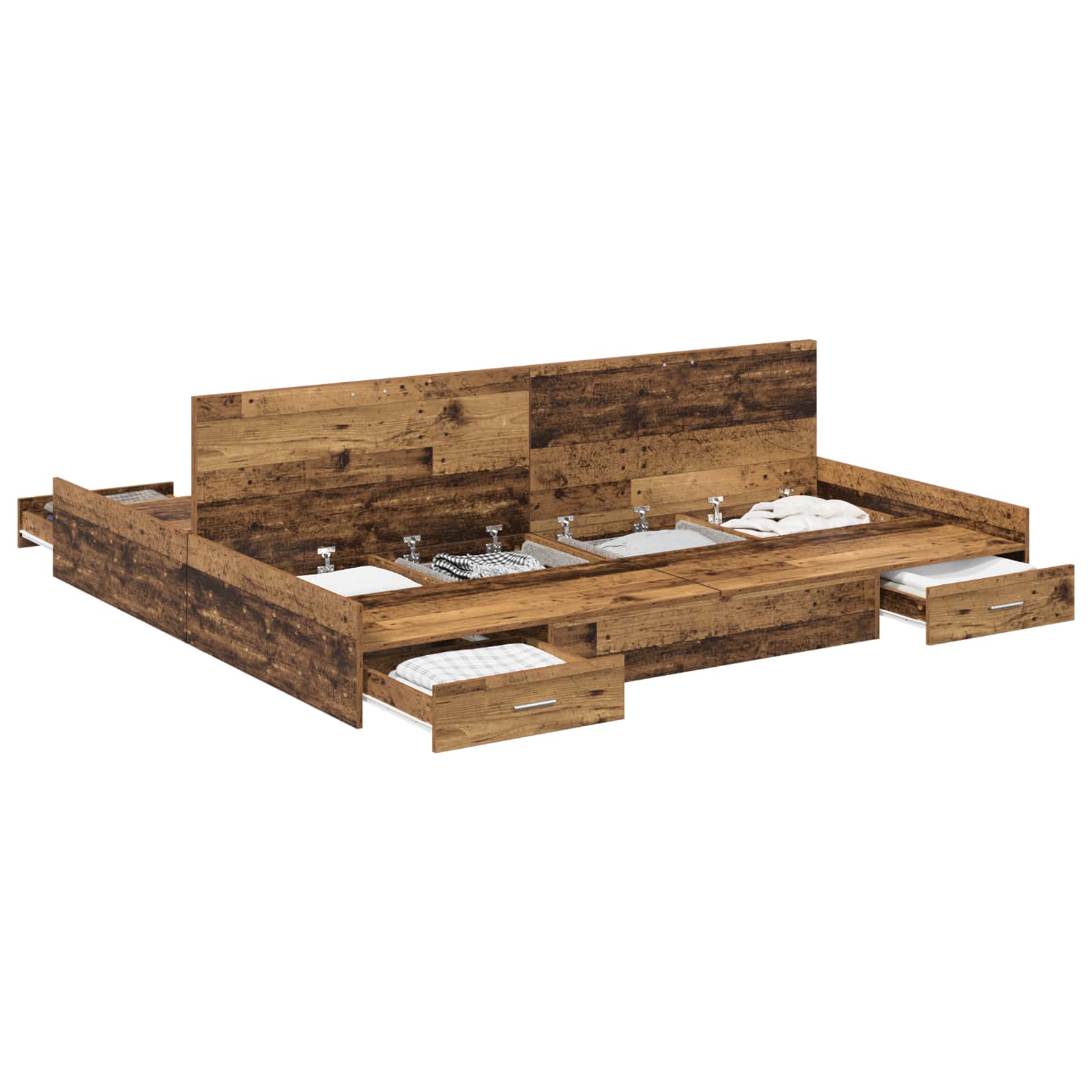 Aufbewahrungsbettgestell Weiß 200 x 200 cm Holzwerkstoff