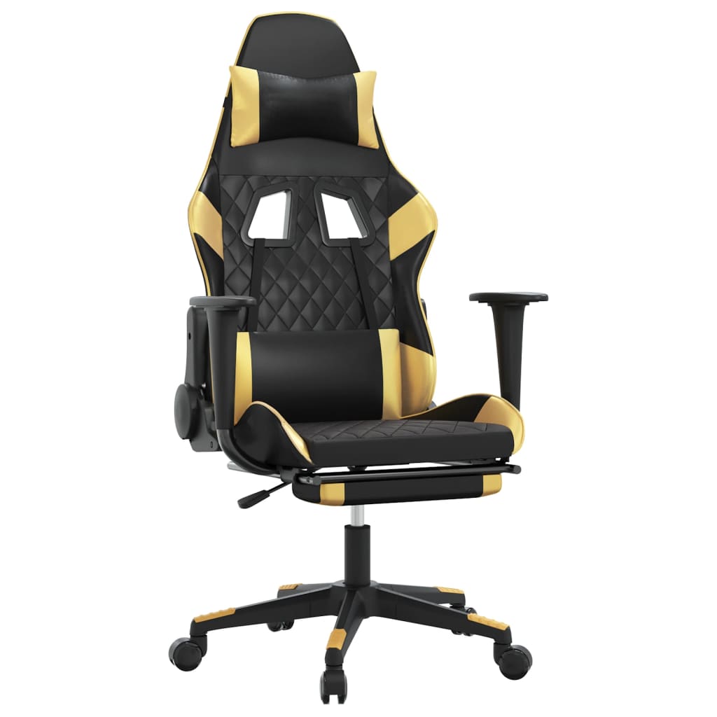Gaming-Stuhl mit Massagefunktion Schwarz und Blau Kunstleder