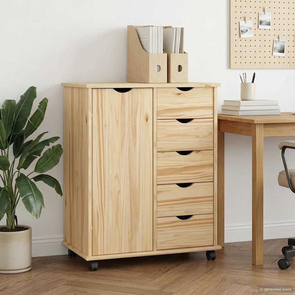 Rollschrank Honigbraun 63,5 x 39 x 79 cm Massivholz Kiefer