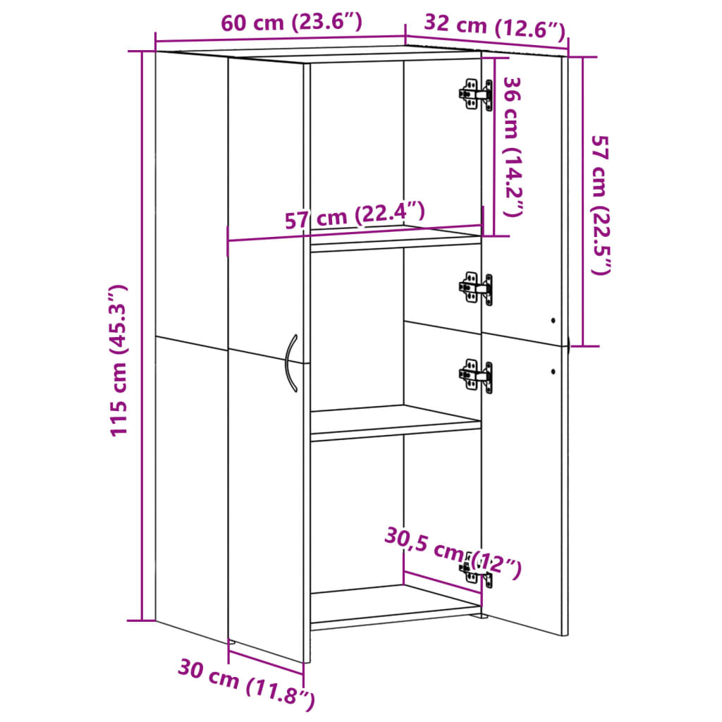 Aktenschrank Weiß 60x32x153 cm Holzwerkstoff
