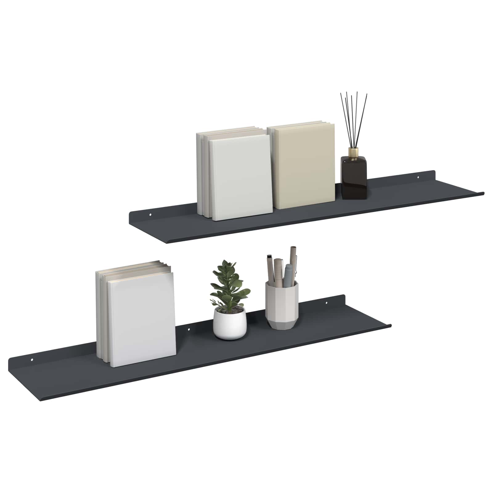 Schwebendes Regal 3 pcs Schwarz 40 x 9 x 2,5 cm Stahl