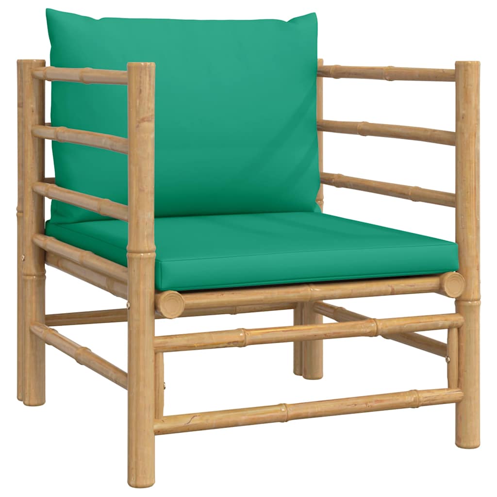 3-tlg. Garten-Lounge-Set mit Hellgrauen Kissen Bambus