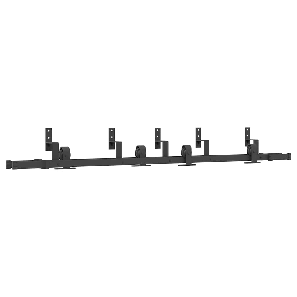 Schiebetürbeschlag-Set 183 cm Stahl Schwarz