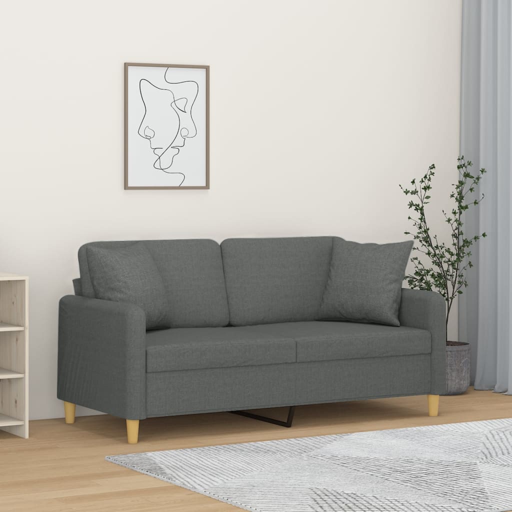 2-Sitzer-Sofa mit Zierkissen Braun 120 cm Stoff