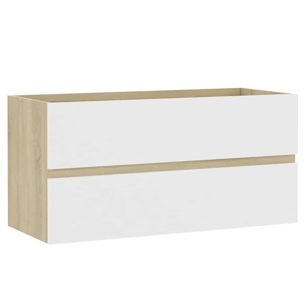 2-tlg. Badmöbel-Set Weiß Holzwerkstoff