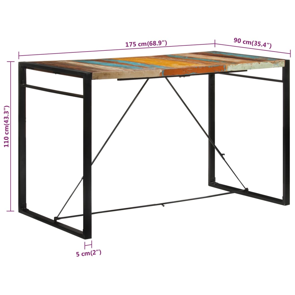Bartisch 110 x 60 x 110 cm Massivholz Mango