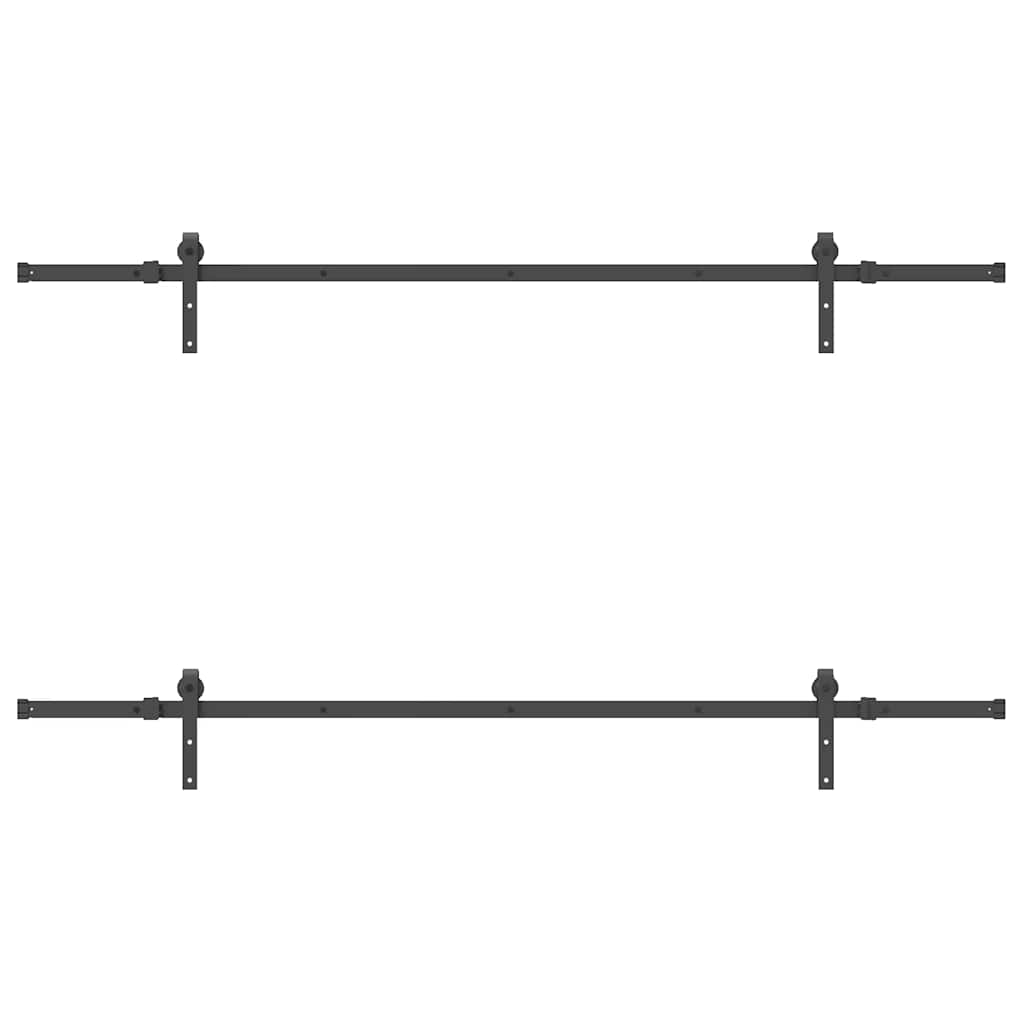 Schiebetürbeschlag-Set 152,5 cm Stahl Schwarz