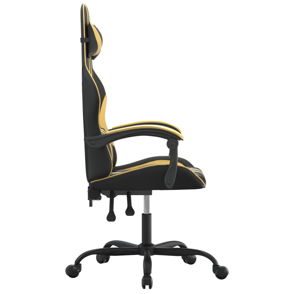 Gaming-Stuhl Drehbar Schwarz und Blau Kunstleder