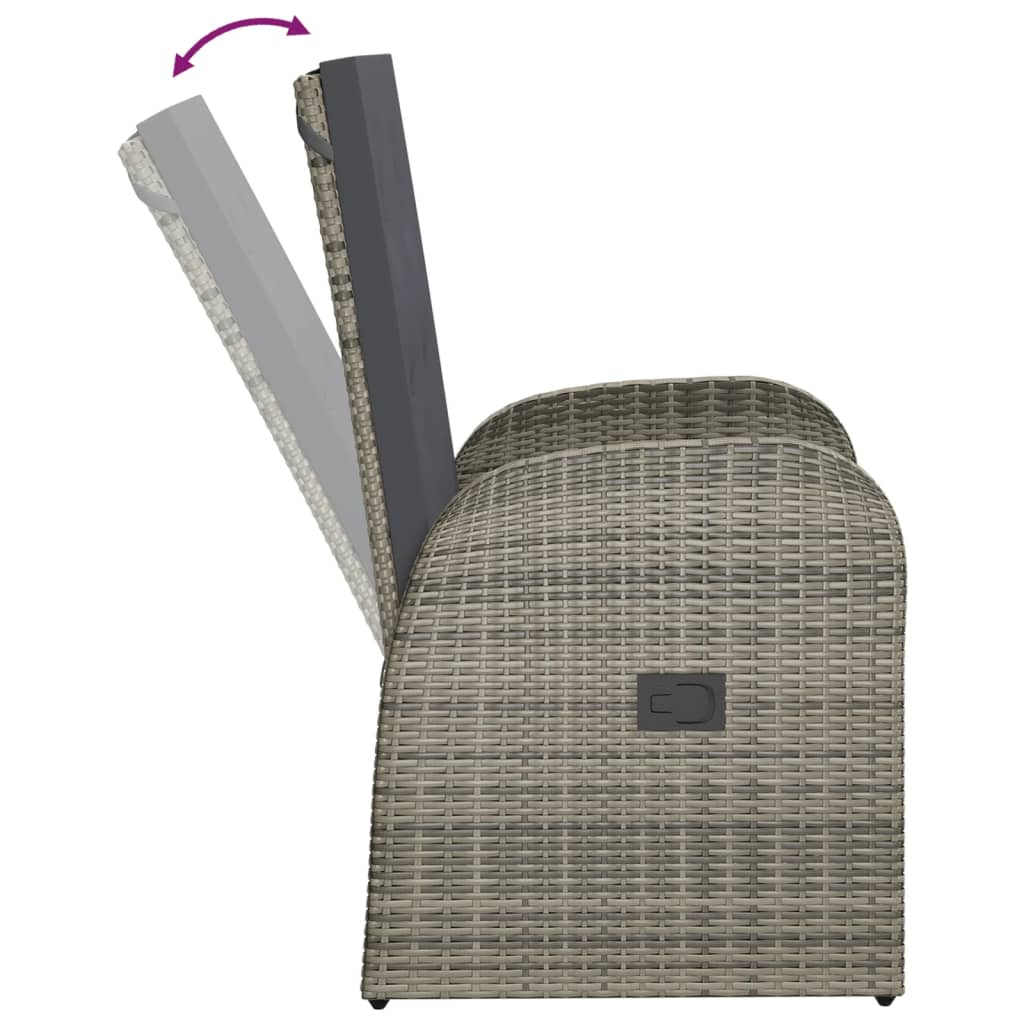 Garten-Liegestühle 2 Stk. mit Auflagen Poly Rattan Schwarz