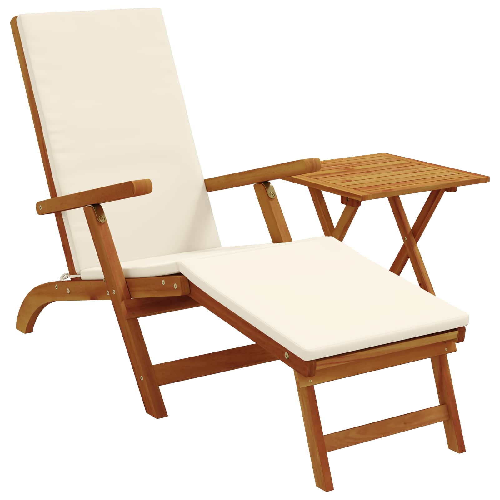 Gartenliege mit Fußteil und Tisch Massivholz Akazie