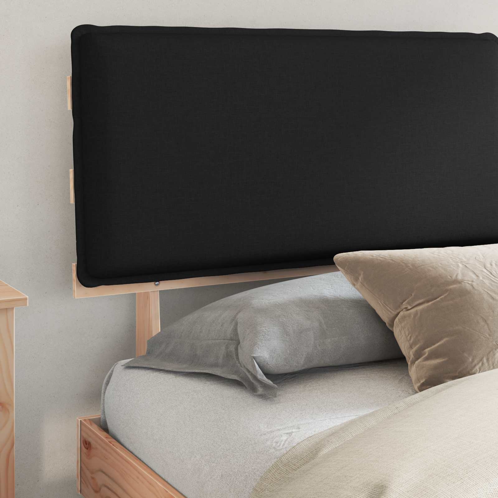 Bettgestell mit gepolstertem Kopfteil Hellgrau 200 x 200 cm