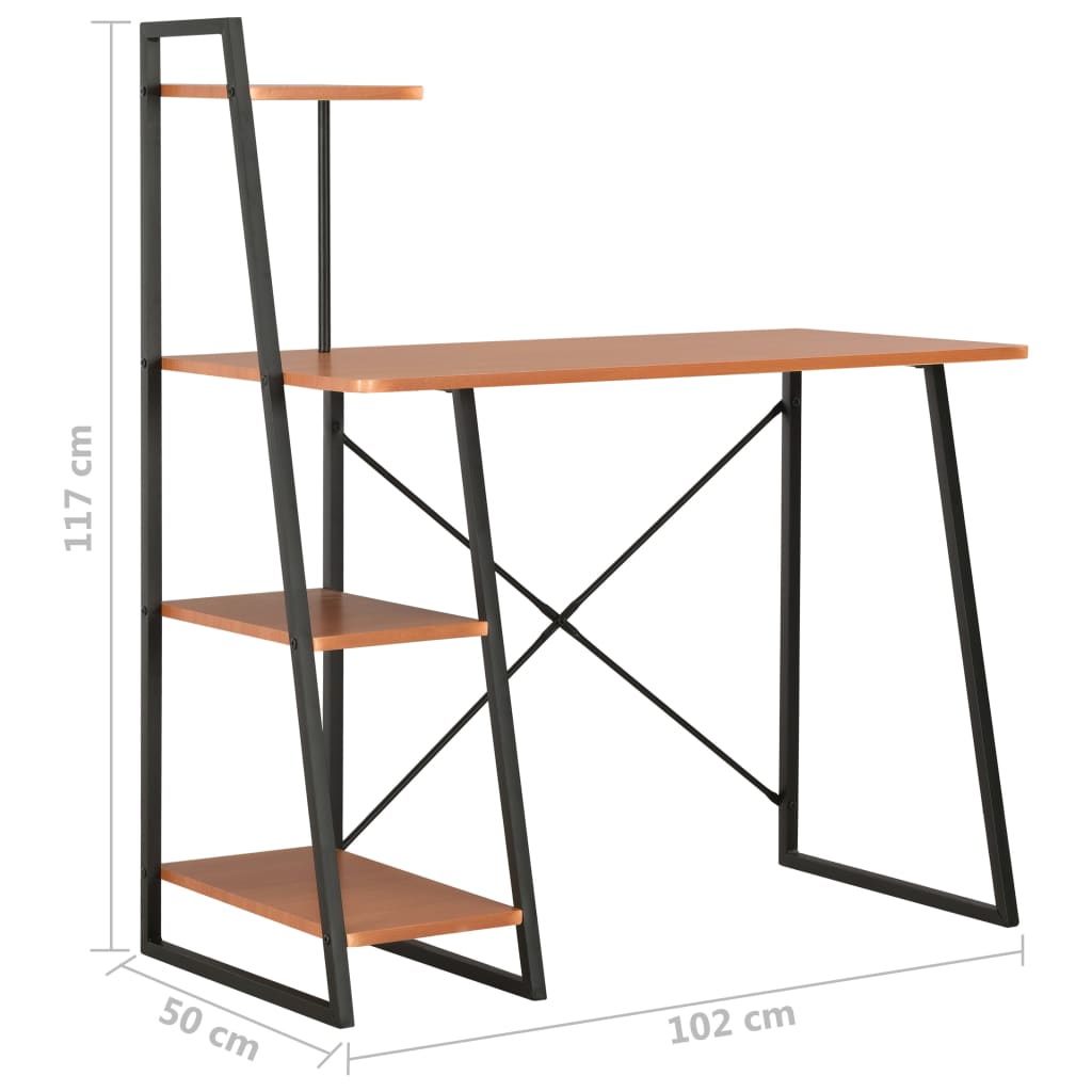 Schreibtisch mit Regaleinheit Weiß 102×50×117 cm