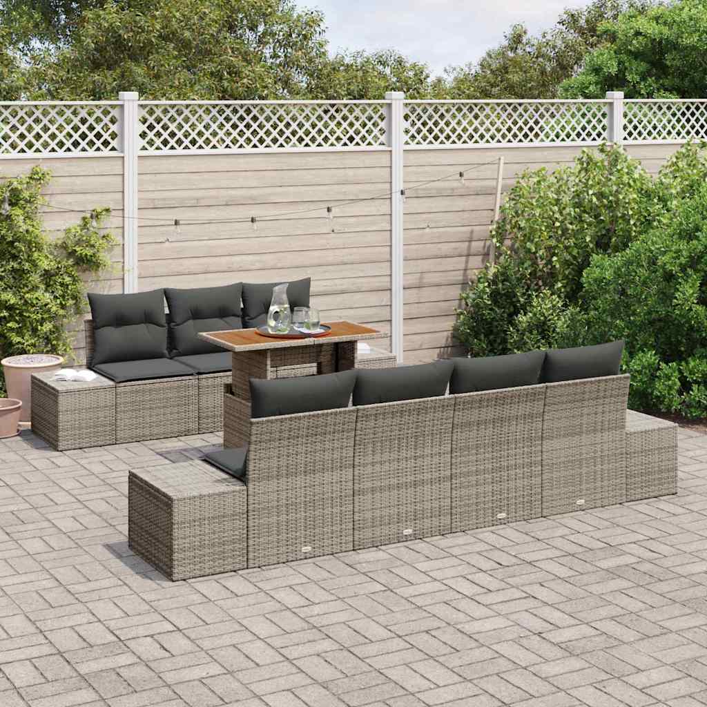 Garten Essgruppe mit Kissen 8 pcs Schwarz und Creme