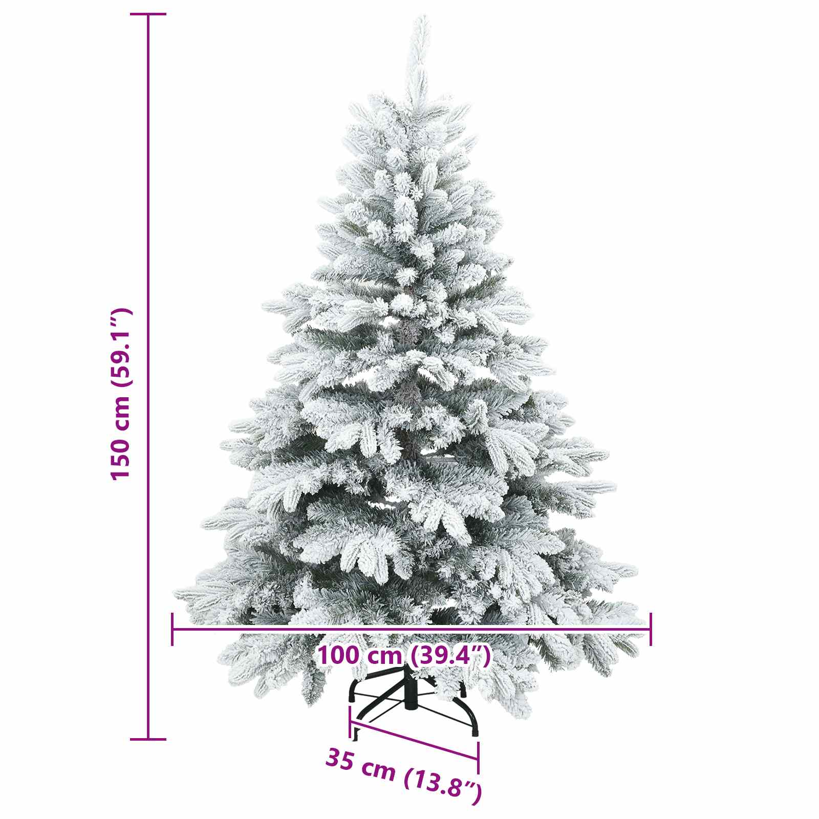 Künstlicher klappbarer Weihnachtsbaum mit Ständer Grün 150 cm