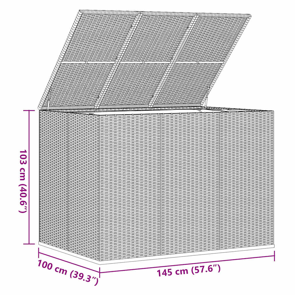 Garten-Kissenbox PE Rattan 100x49x103,5 cm Schwarz