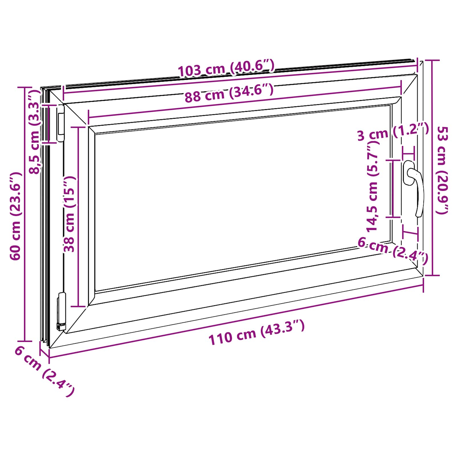 Kellerfenster RISOR 50 x 50 cm PVC und Glas Weiß