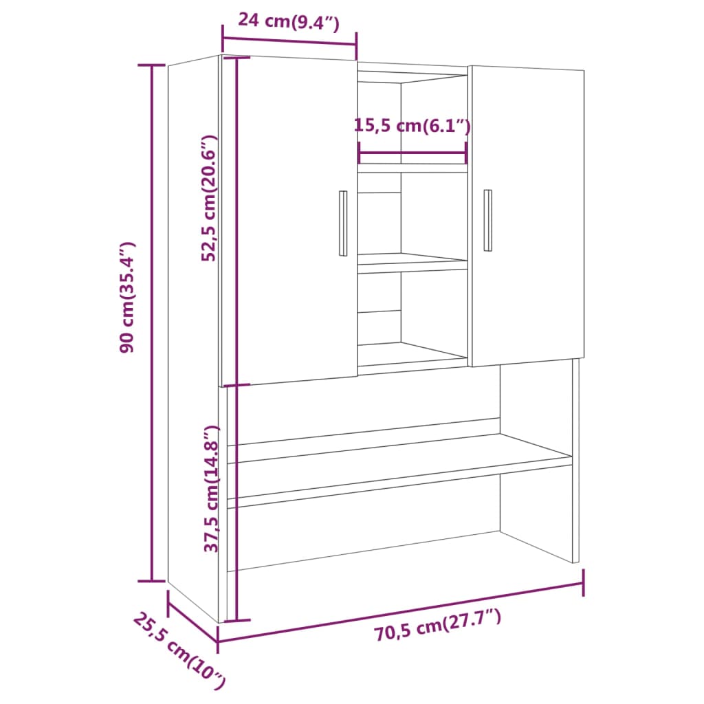 Waschmaschinenschrank Weiß 70,5x25,5x90 cm