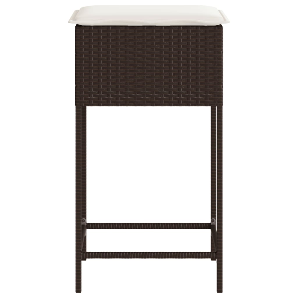 Garten-Barhocker mit Kissen 2 Stk. Schwarz Poly Rattan