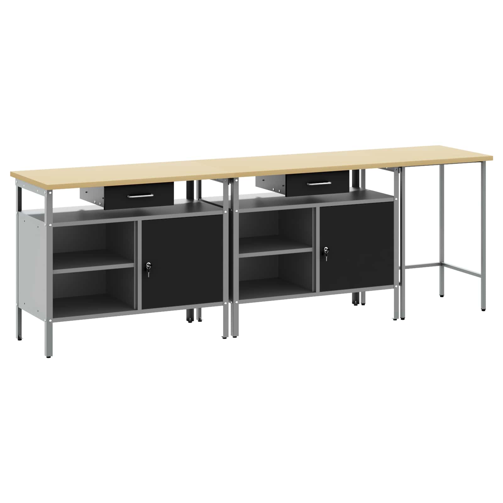 Werkbank-Set mit Schubladen 2 pcs Rot und Grau 200 x 55 x 85 cm
