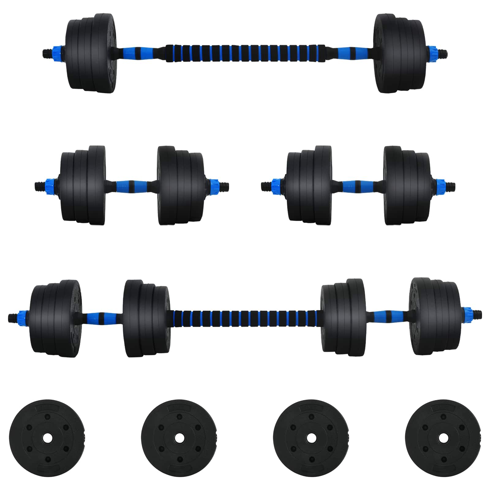 2-in-1 Hantelset 30kg Schwarz und Rot Zement und Eisensand