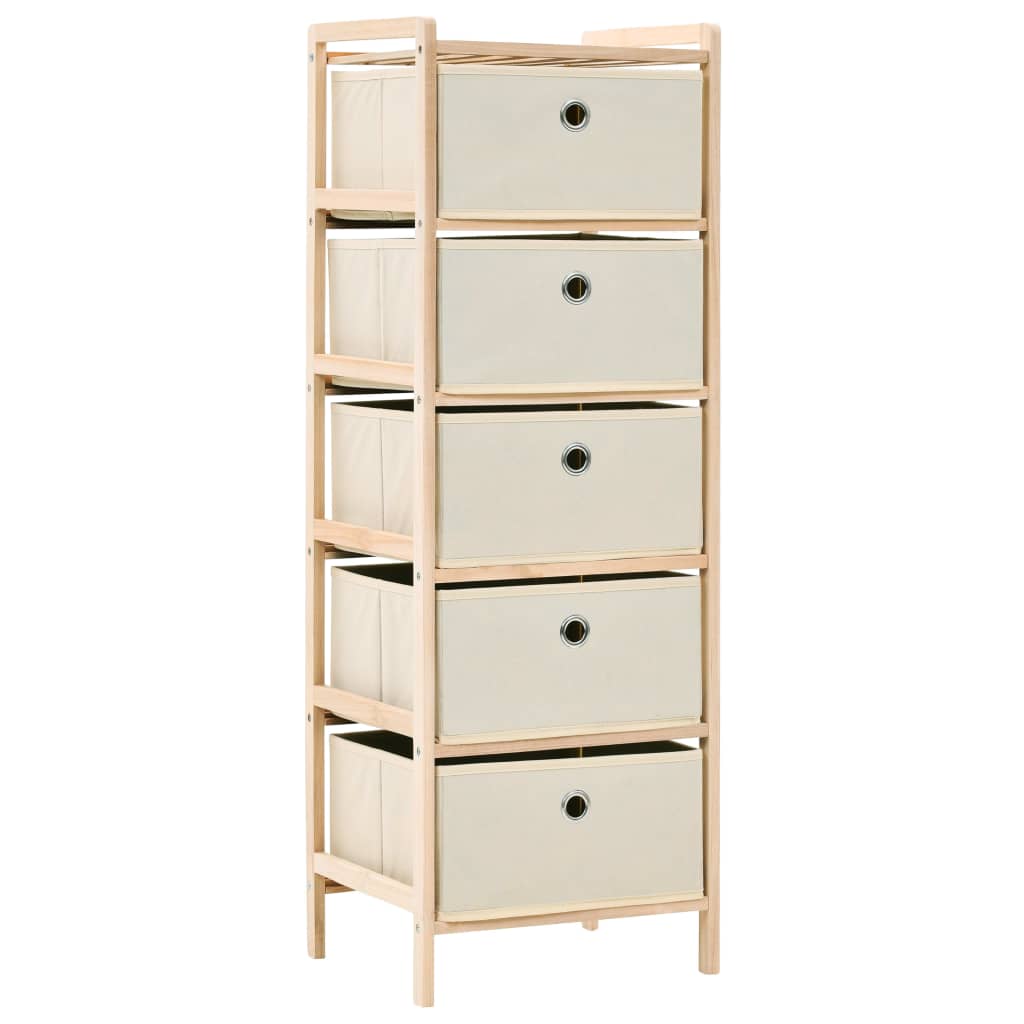 Korb-Kommode mit 3 Stoffkörben Zedernholz Beige