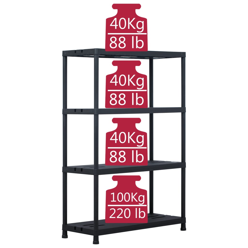 Lagerregale 2 Stk. Schwarz 60 x 30 x 138 cm Kunststoff