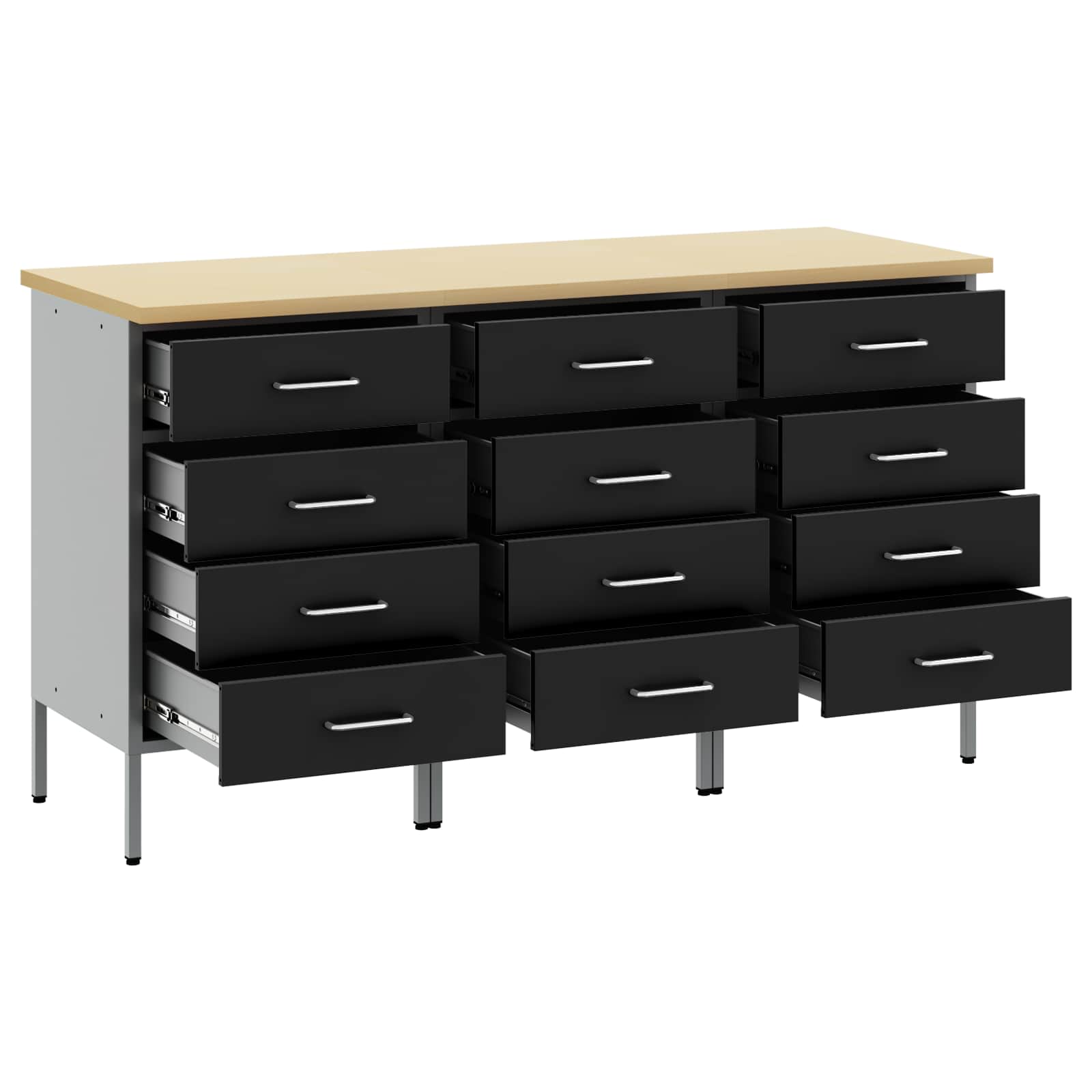 Werkbank mit Schubladen 2 pcs Rot und Grau 100 x 55 x 85 cm