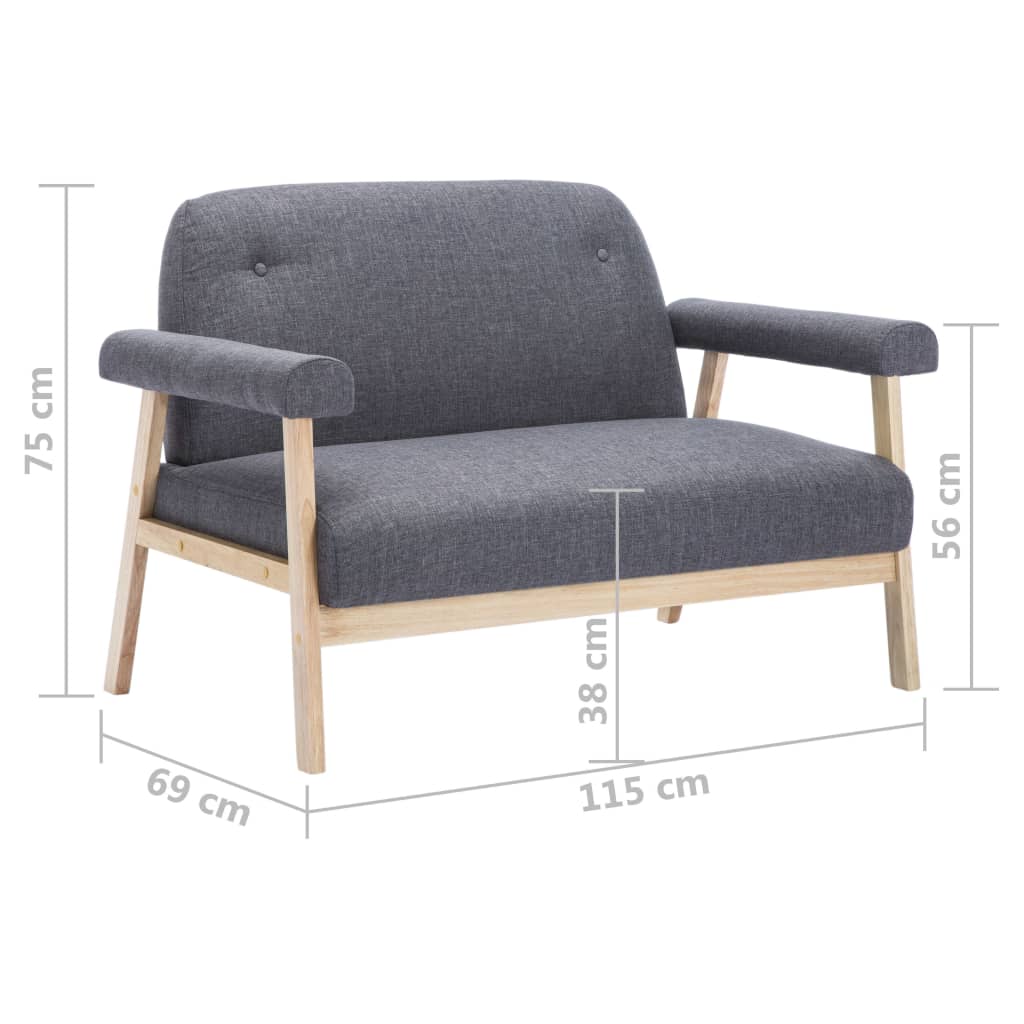 2-Sitzer-Sofa Stoff Hellgrau