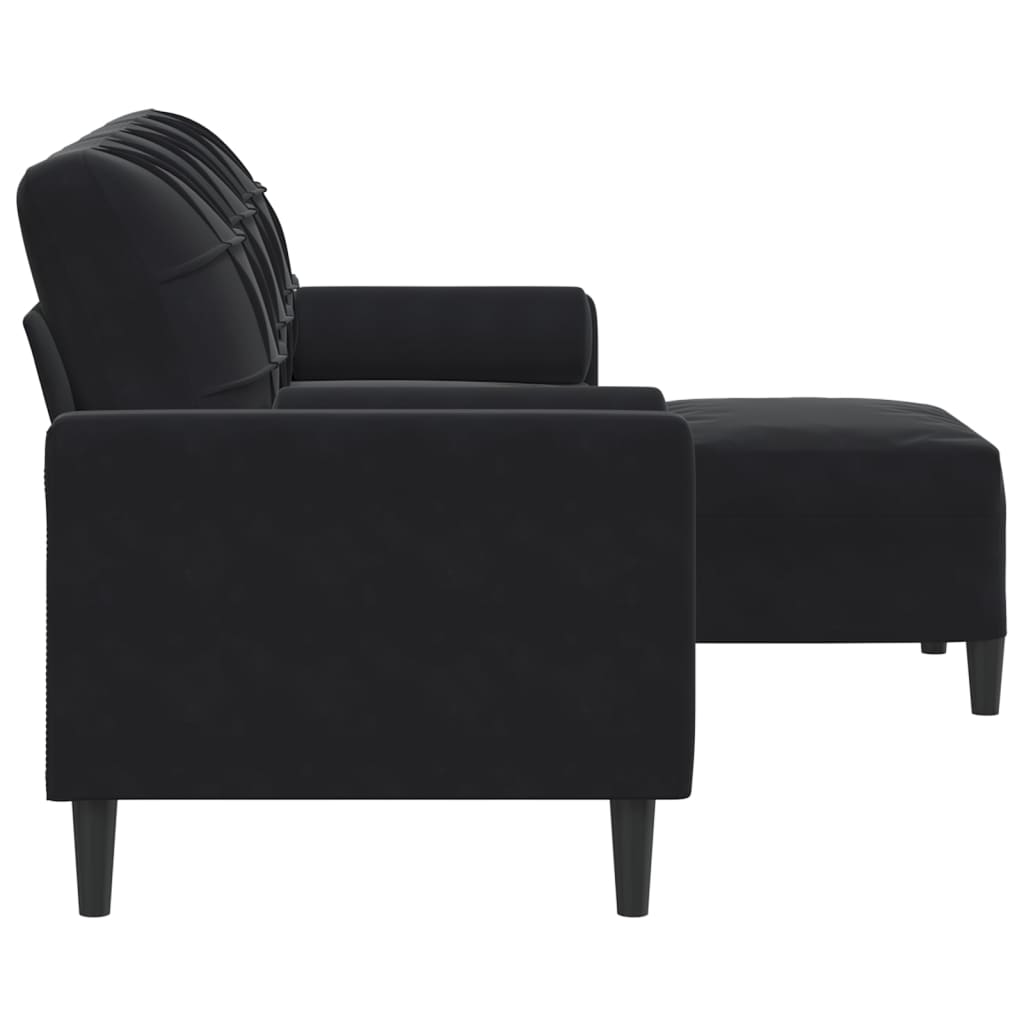 3-Sitzer-Sofa mit Hocker Hellgrau 180 cm Samt