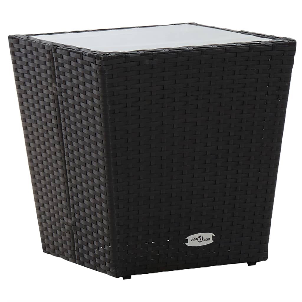 Beistelltisch Beige 41,5x41,5x44 cm Poly Rattan und Hartglas