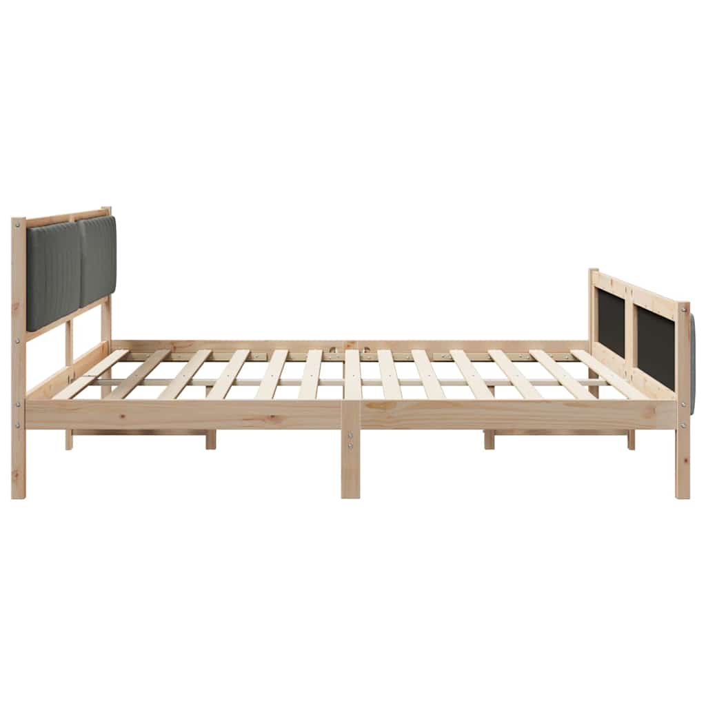 Bettgestell Braun und hellgrau 200 x 200 cm Massivholz Kiefer