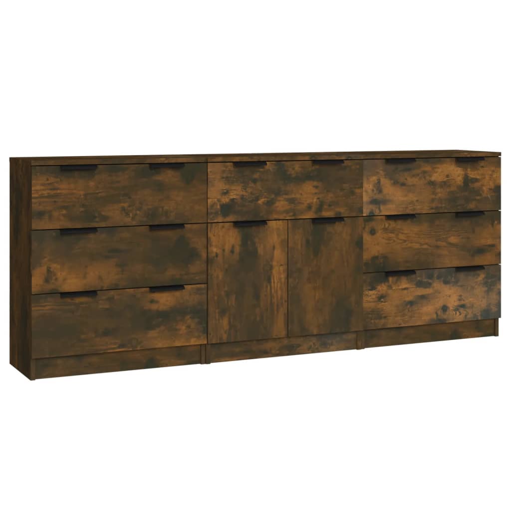 3-tlg. Sideboards Weiß Holzwerkstoff