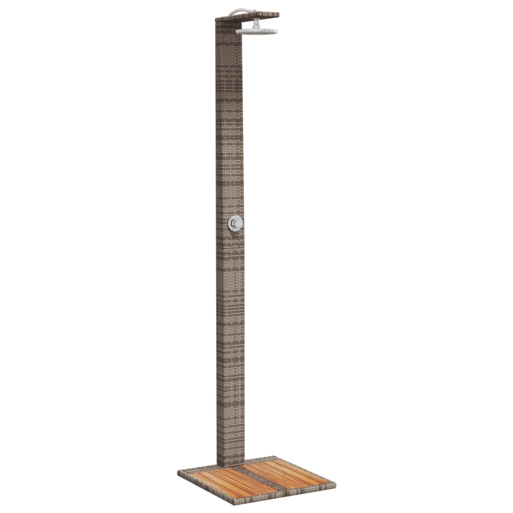Gartendusche Schwarz 50x55x224 cm Poly Rattan und Akazienholz