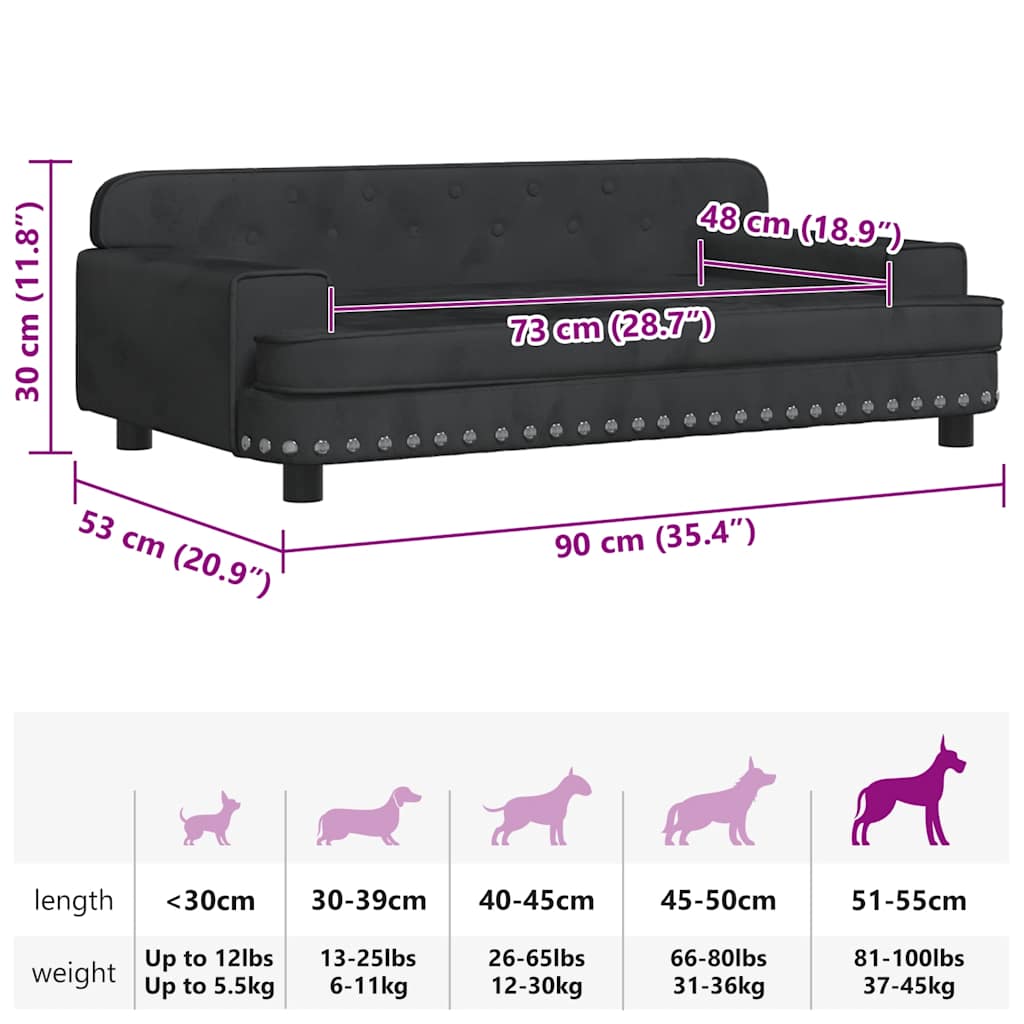 Hundebett Rosa 90x53x30 cm Samt