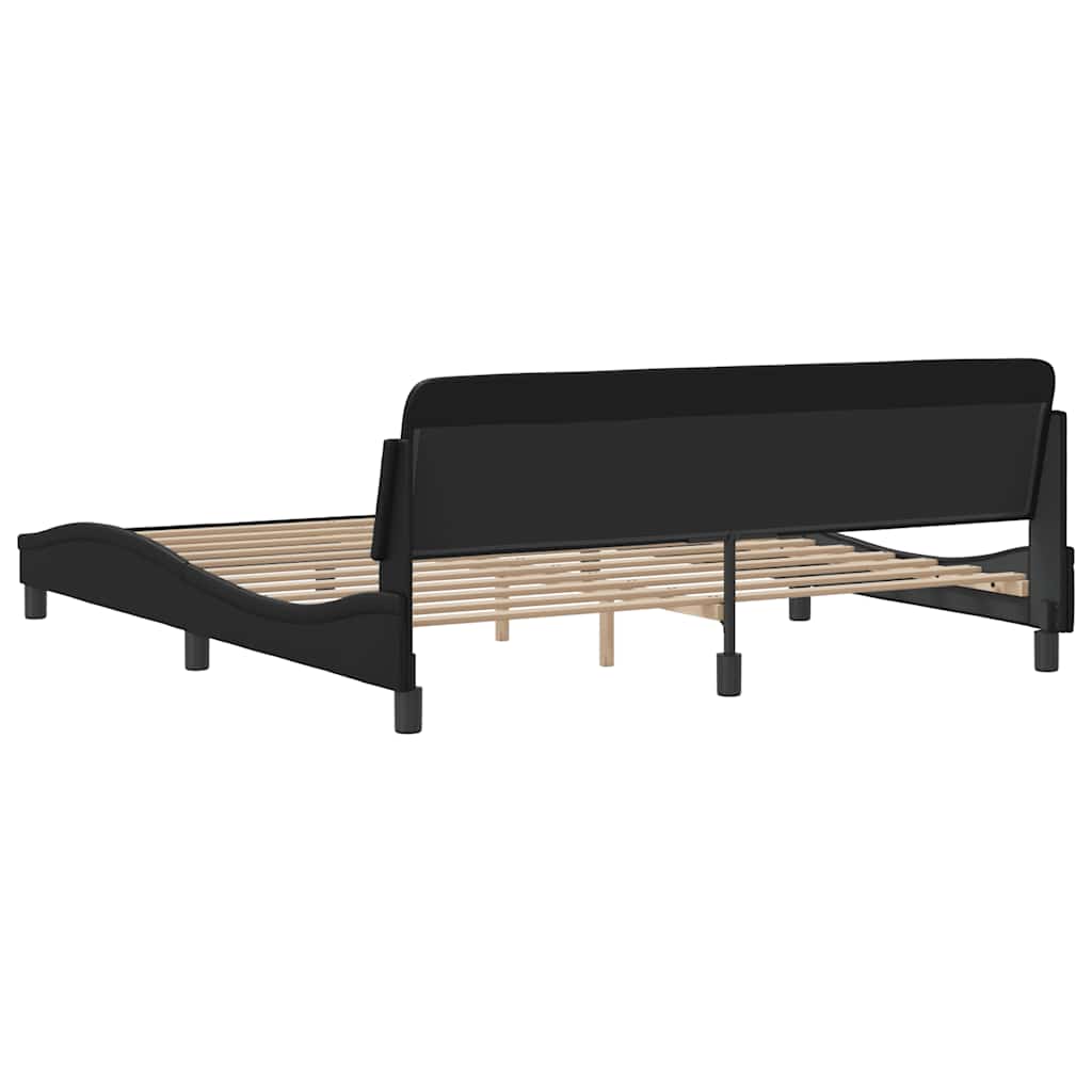 Bettgestell Dover Schwarz-Weiß 90x190 cm Kunstleder
