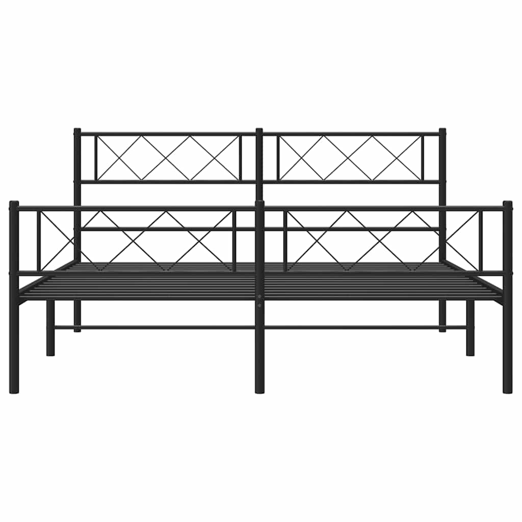 Bettgestell mit Kopfteil Metall Schwarz 100x190 cm