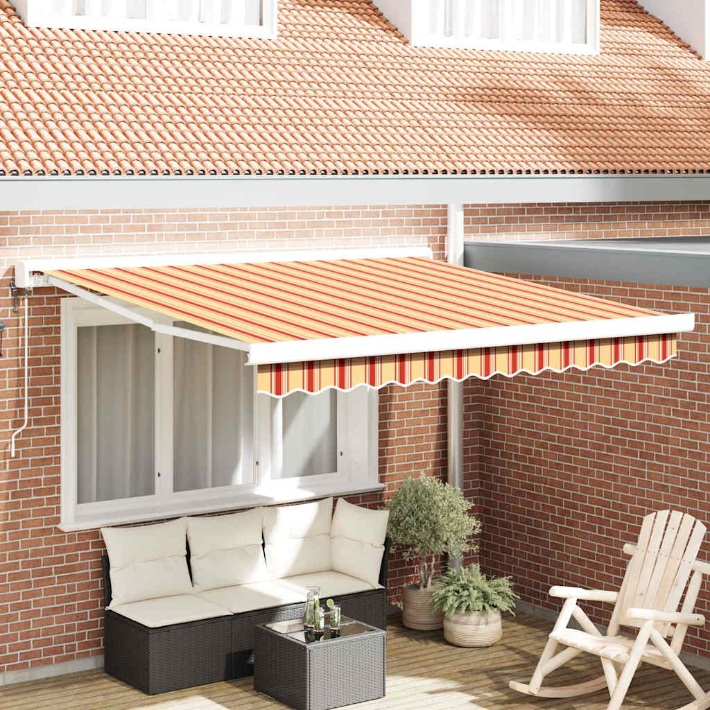 Markise Einziehbar Blau und Weiß 4x3 m Stoff und Aluminium