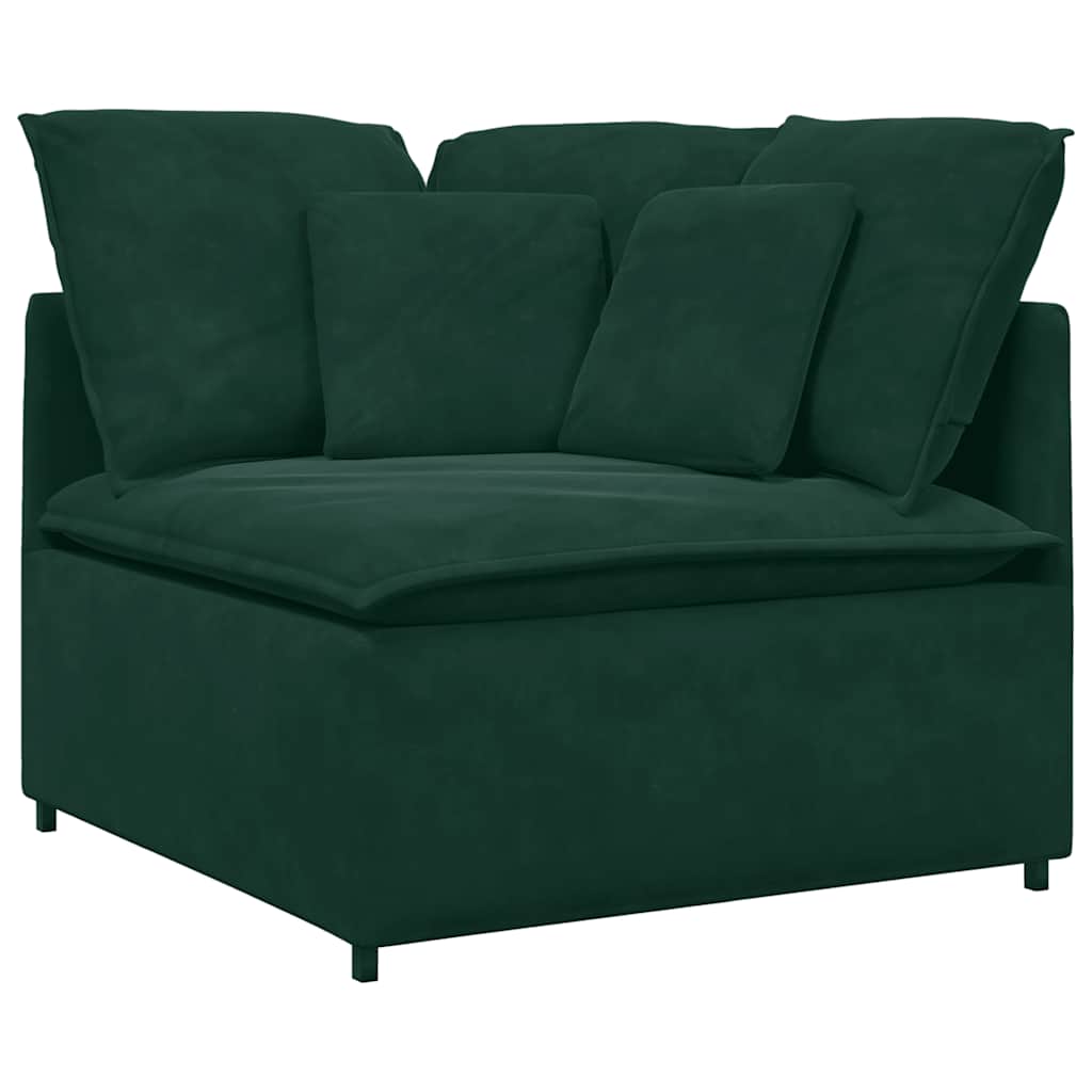 Modulares Sofa mit Fußhocker Kissen Samt Blau
