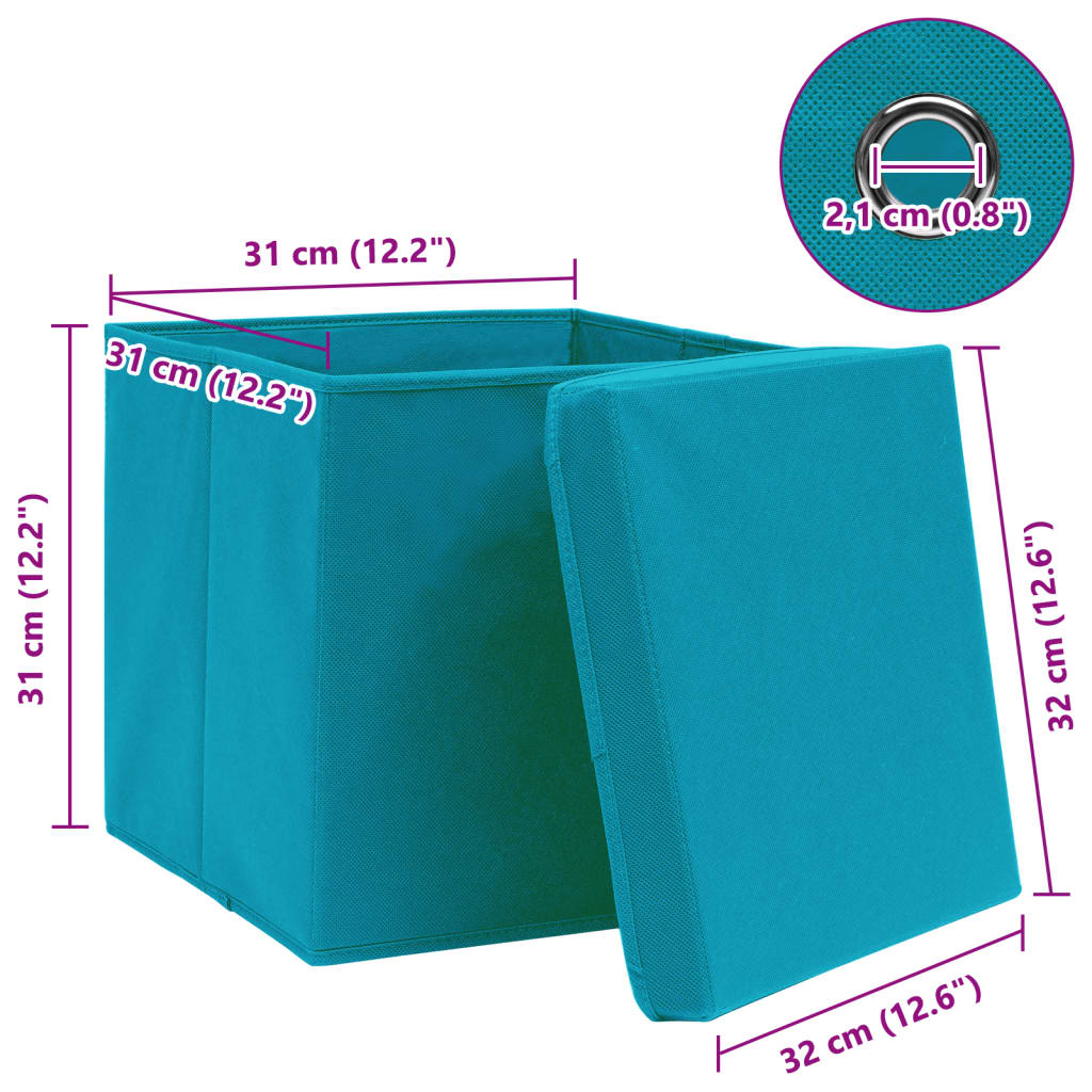 Aufbewahrungsboxen 4 Stk. Blau 32x32x32 cm Stoff