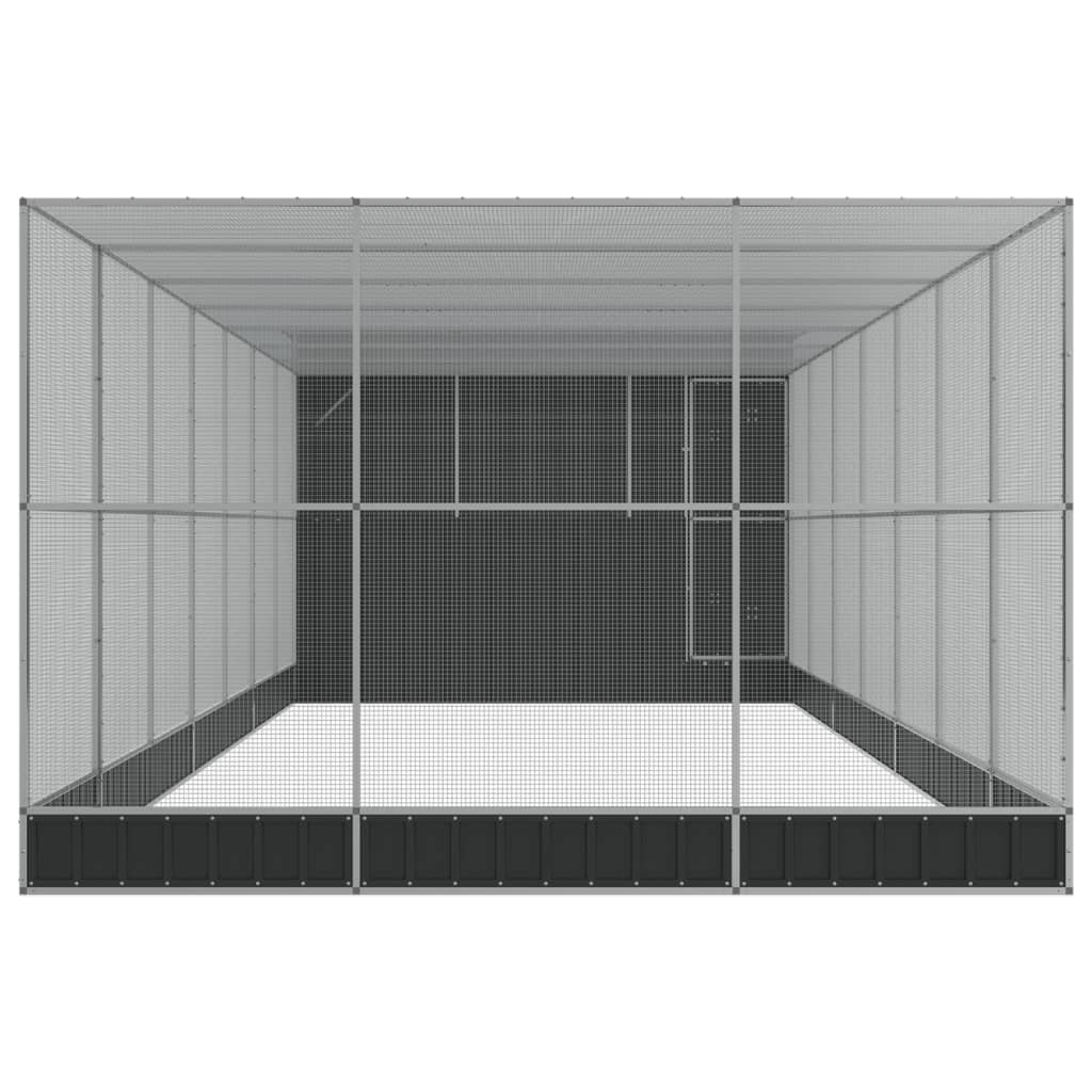 Voliere mit Erweiterung Silber 416 x 203 x 216 cm Stahl